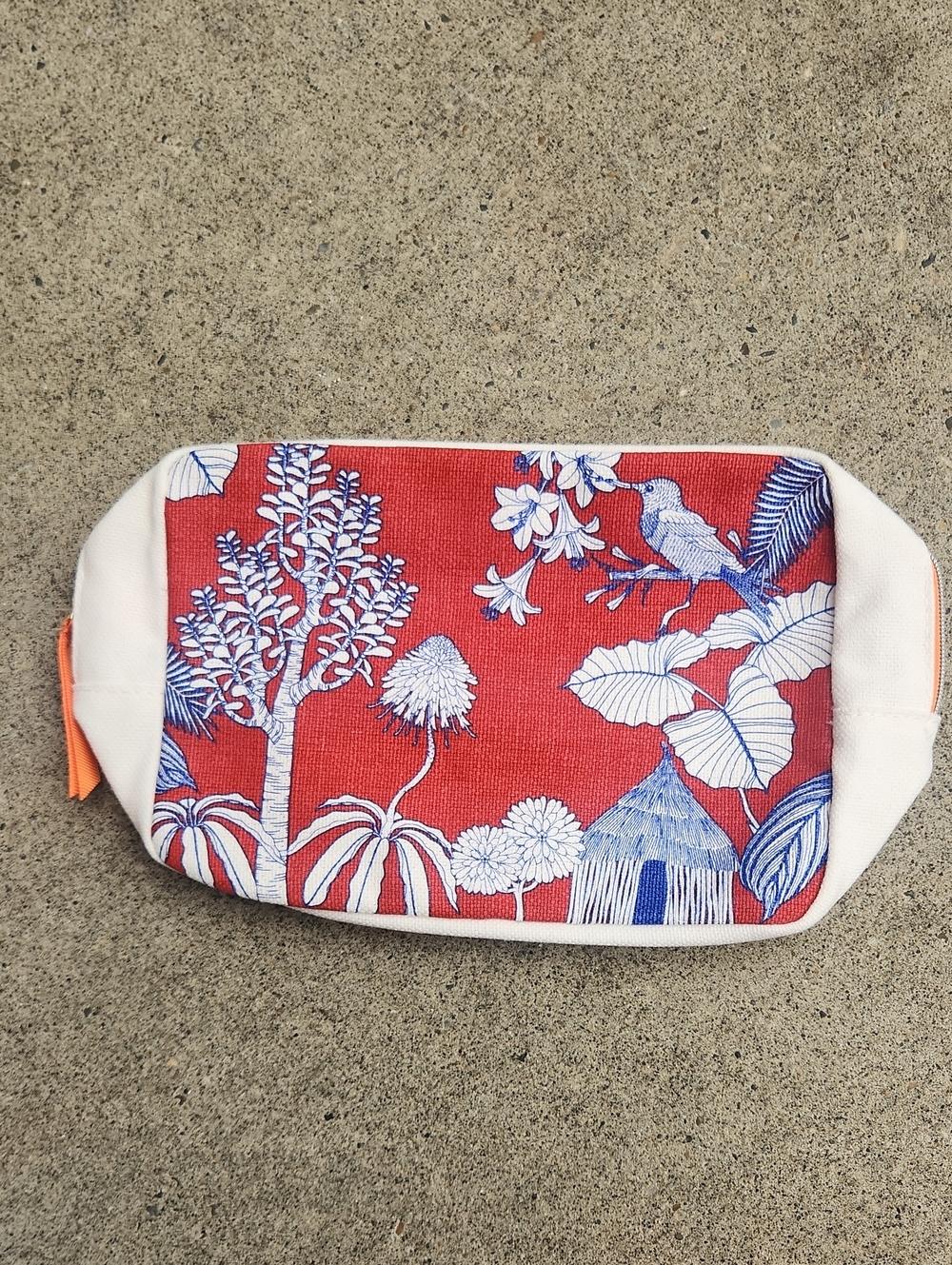Red & White Tropical Print Cosmetic Pouch